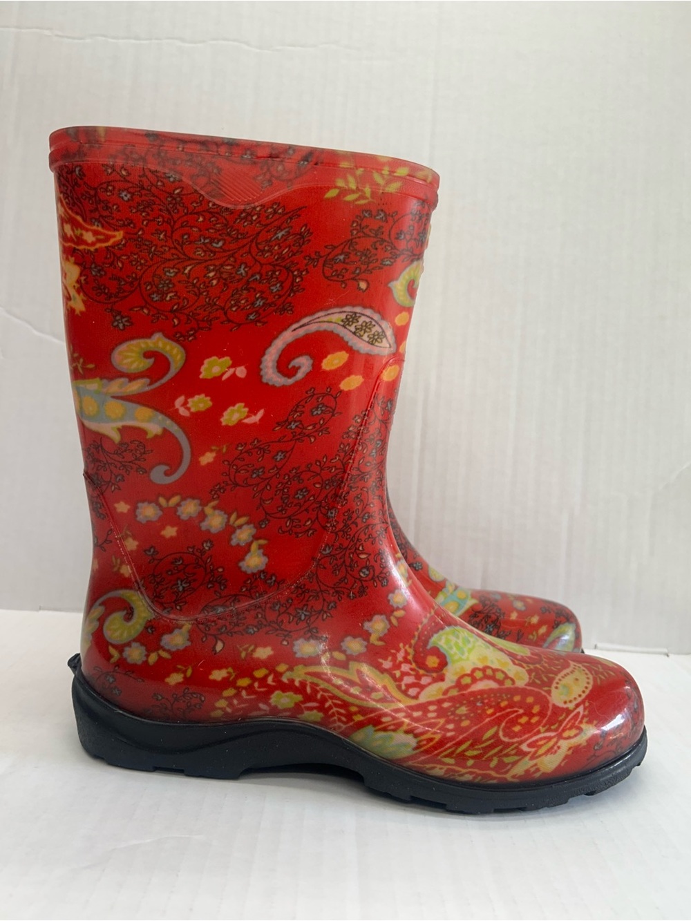 Sloggers Red Paisley Waterproof Rain & Garden Boots Size 10
